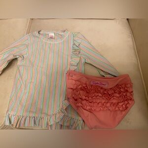 Ruffle Butts Pastel Striped Swimsuit Size 5